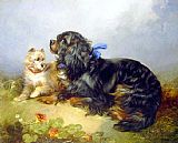 Charles Canvas Paintings - King Charles Spaniel and a Terrier